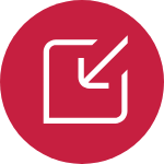Red icon of white arrow pointing inside a box