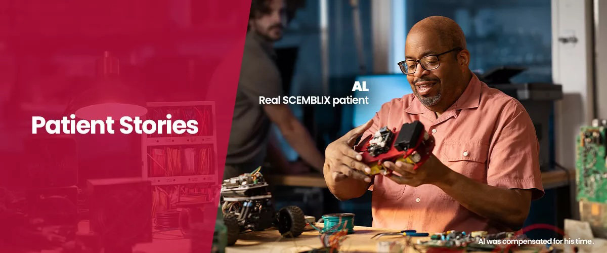 Patient stories. Al, real Scemblix patient. Al was compensated for his time.